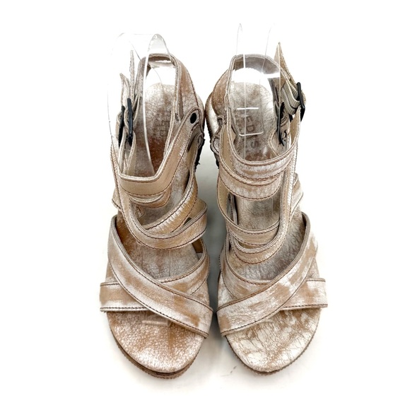 Bed Stu | Juliana Distressed Leather Wedge Sandals Size 6.5 - Picture 8 of 12